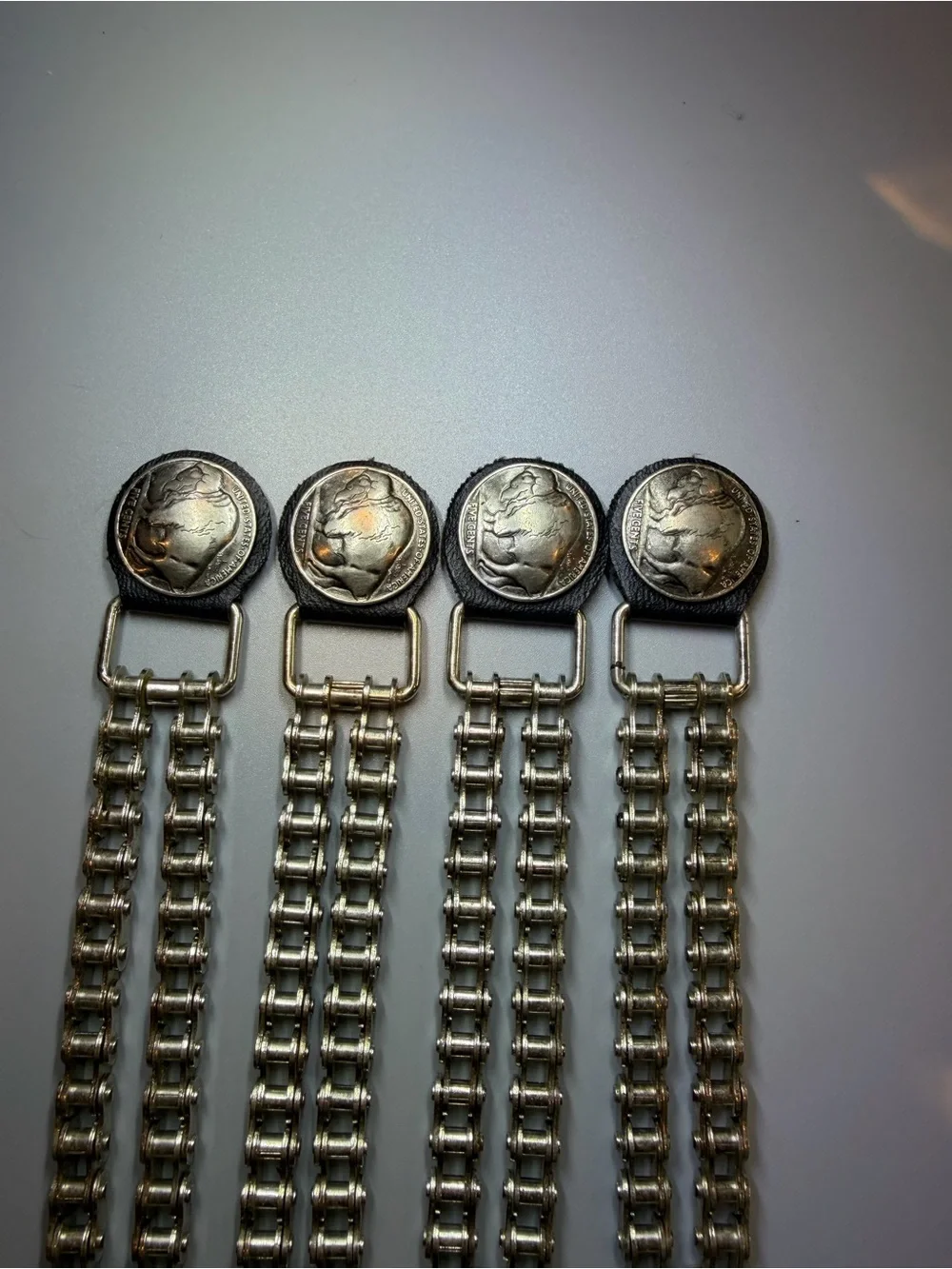 Buffalo Nickel Leather Vest Extender(4 Set) Motorcycle Biker Chain